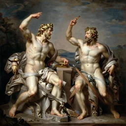 Laocoön and His Sons in the style of thomas kinkade