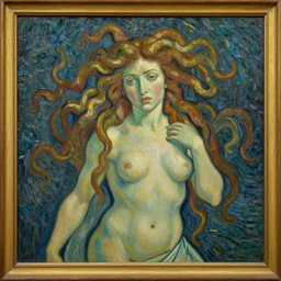 a beautiful painting medusa by van gogh realistic oil painting