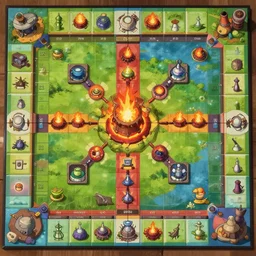 a board game, trending on artstation, fantasy style, furnace board game style, symmetry, top view, by studio ghibli