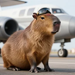 a capybara as a pilot in the movie Top Gun: Maverick (2022)