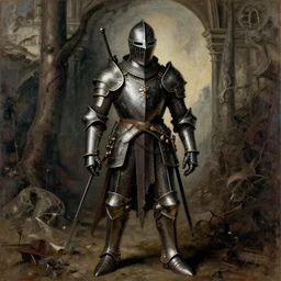 a sinister loose brushwork photograph of a dieselpunk knight by h. r giger in the style of renaissance art, 8 k