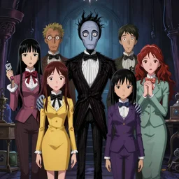 Tim burton and Junji Ito characters group photo.