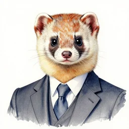 the portrait of a weasel in suits, illustration by kim jung gi, intricate colorful linework, watercolor super detailed faces, super sharp focus, bright colors, octopath traveler, final fantasy, unreal engine 5 highly rendered, global illumination, radiant light