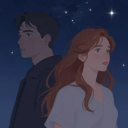 beneath the stars, fantasy, portrait by wlop, loish, lois van baarle, digital art