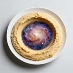 a hummus plate that is a galaxy, nebula explosion, space photography, food photography, hd, 8 k
