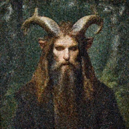 photorealistic portrait of horned god Pan in the forest by Bouguereau