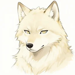modern anime colored art sketch portrait of a male anthro anthropomorphic cream colored wolf furry fursona, line art, male anime eyes, key anime visual, studio quality