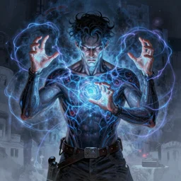 a powerful psychic man using psychic powers, in the art style of by artgerm, by jamie hewlett, by geof darrow, by moebius, detailed, highly detailed, aesthetic!, artstation, tumblr,