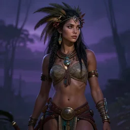 goddess of the amazon twilight, highly detailed, digital painting, artstation, concept art, smooth, sharp focus, illustration, unreal engine 5, 8 k, art by artgerm and greg rutkowski and edgar maxence