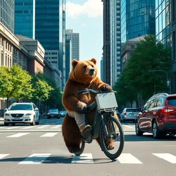 riding a bear to work in the city