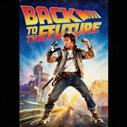 vintage movie poster of back to the future by ruan jia