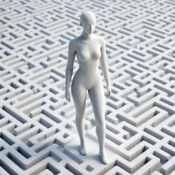 : women covered in maze pattern hyperbolic background dalle2 3d render unity unrealengine octane