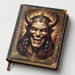 evil occult grimoire, painted cover laughing, 4 k ultra realistic detailed 8 k artstation trending dramatic lighting contrasting light and dark style photorealism cinematic magic colorful wonder by h. p. lovecraft elden ring