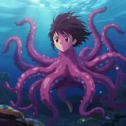 “an underwater swarm on tentacles, anime key visual”