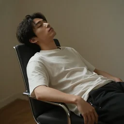person reclining on a chair, photorealistic, 8k