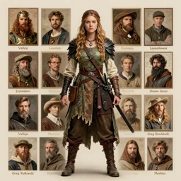 detailed ultrarealistic photography of charactersheet medieval dnd organic rustic robust rogue girl craig mullins, vallejo, leyendecker, norman rockwell, greg rutkowski, moebius cinematic, full shot,