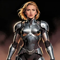 scarlett johansson wearing metal gear armor art by Hokusai by greg rutkowski by wlop high detail comic sharp vector lineart dramtic lighting artstation by trevor henderson cinematic dramatic
