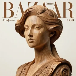 sculpture made of wood, portrait, female, future, harper's bazaar, vogue, magazine, intricate, concept art, close up, ornate, luxury, elite, elegant, trending on artstation, by ruan jia, by Kenneth Willardt, by ross tran, by WLOP, by Andrei Riabovitchev,