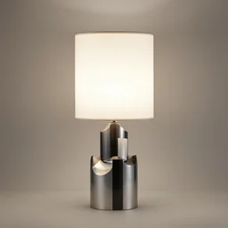 sculptural table lamp designed by iris van herpen and m. c. escher, painted metal and glass, advertising photography