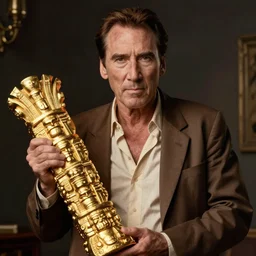 detailed realistic portrait medium shot nicholas cage as indiana jones steals an ancient golden idol cinematic