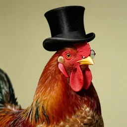 portrait of a rooster, with top hat!!! and monocle!!!, by salvador dali