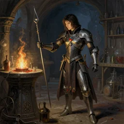 alchemy laboratory. battle angel alita. by rembrandt 1 6 6 7, illustration