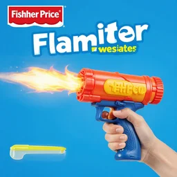 fisher price flamethrower, now in stores, promotional ad