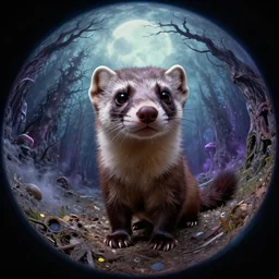 curved perspective, extreme narrow, extreme fisheye, digital art of a marten animal by anton fadeev from nightmare before christmas