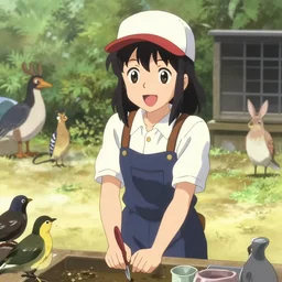 a film still of a 1 9 5 0's happy zoo keeper anime girl working, finely detailed features, full body mid shot, perfect art, in the zooyard, gapmoe yandere grimdark, trending on pixiv fanbox, painted by gaston bussiere, makoto shinkai, akihiko yoshida, gaston bussiere, craig mullins
