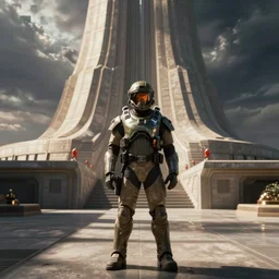 master chief standing in front of the jedi temple