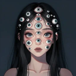 a girl with many eyes by alex grant, deviantart, trypophobia