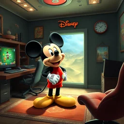mickey mouse inside his gaming room, 4 k