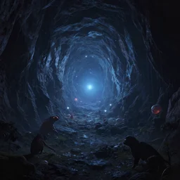 endless abyss with creatures and stars in the background landscape