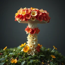 a nuclear mushroom made out of flowers