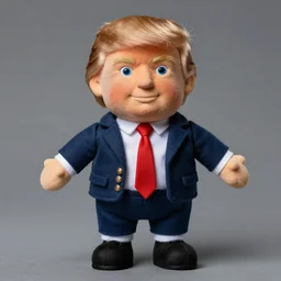 Donald Trump as a troll doll, studio photo,