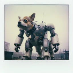 low saturation photograph!! giant oversized cyborg chihuahua dog as cyborg mecha robot, in legnica, full body shot, cinematic focus, polaroid photo, vintage, neutral dull colors, soft lights, foggy, overcast, by oleg oprisco, by thomas peschak, by discovery channel, by victor enrich, by gregory crewdson