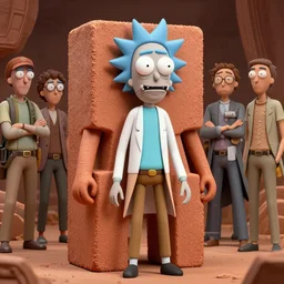 hyper realistic rick sanchez as a literal red terracotta concrete block hybrid creature, gorgeous lighting by kim jung giu weta studio, mucha, bautista and norman rockwell and greg rutkowski and tom bagshaw and james gurney and lucasfilm