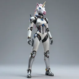 beautiful female cyborg in full body space suit fashion design, unicorn helmet, steel boots, artgerm, photoshoot, intricate, highlydetailed, artstation - n 4