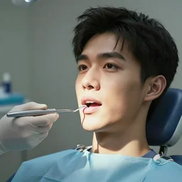 young asian man waiting for the dentist