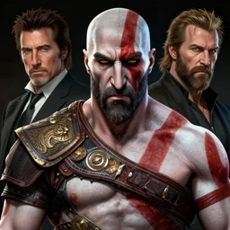a highly detailed beautiful portrait of john travolta as kratos, by gregory manchess, james gurney, james jean