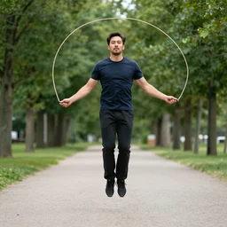 a man playing with a jump rope