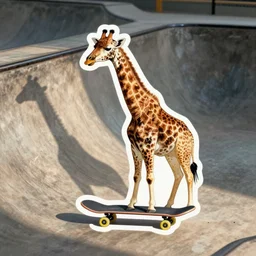 giraffe skateboarding sticker