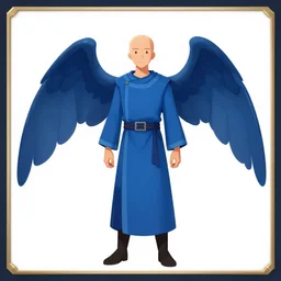 character design sheet illustrated by Sam Werczler, for the Undertale video game, a male with wings, wearing blue robes