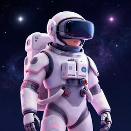cyberpunk astronaut bot, cinema 4 d, galaxy space sci - fi, wearing vr goggles, illustration, portrait, pastel neon textured background night, trending on artstation, greg rutkowski, octane rendered, 1 2 k, detailed,
