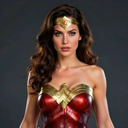 portrait of raquel welch as a wonder woman, hyper detailed, digital art, trending in artstation, cinematic lighting, studio quality, smooth render, unreal engine 5 rendered, octane rendered, art style by klimt and nixeu and ian sprigger and wlop and krenz cushart.