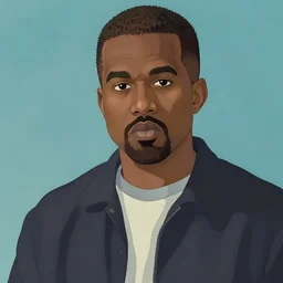 kanye west as an anime character by hayao miyazaki, flat colors, finely detailed