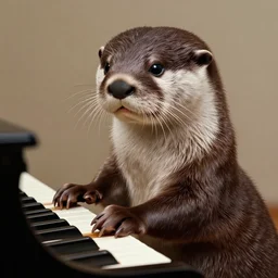 a highly detailed beautiful portrait of a otter playing piano, by delphin enjolras