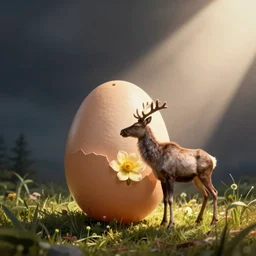 an egg hatching a ( flower elk )