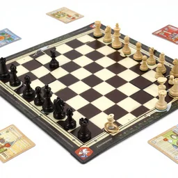 promotional art for a board game, game is a combination between chess and checkers.