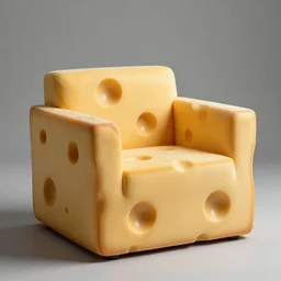 armchair made of Swiss cheese with large brown holes in it